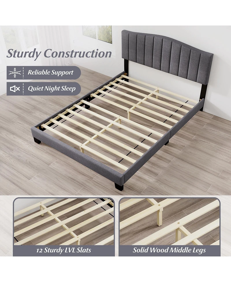Gouun Modern Upholstered Bed Frame with Adjustable Vertical Channel Tufted Headboard