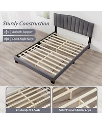 Gouun Modern Upholstered Bed Frame with Adjustable Vertical Channel Tufted Headboard