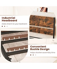 Gouun Twin Metal and Wood Platform Bed Frame with Headboard