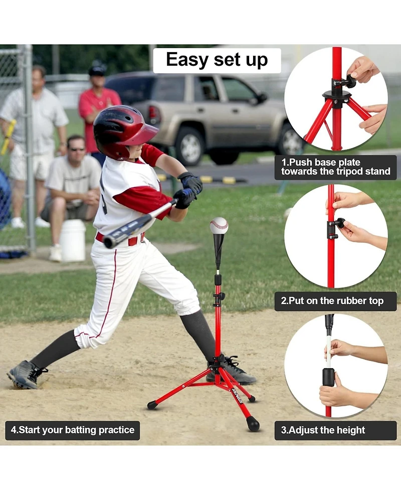 Aoligeijs Baseball Tee Batting Tee Softball Tee Portable Travel Hitting Tee,Easy Adjustable Height,Stable Tripod Stand