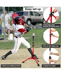 Aoligeijs Baseball Tee Batting Tee Softball Tee Portable Travel Hitting Tee,Easy Adjustable Height,Stable Tripod Stand