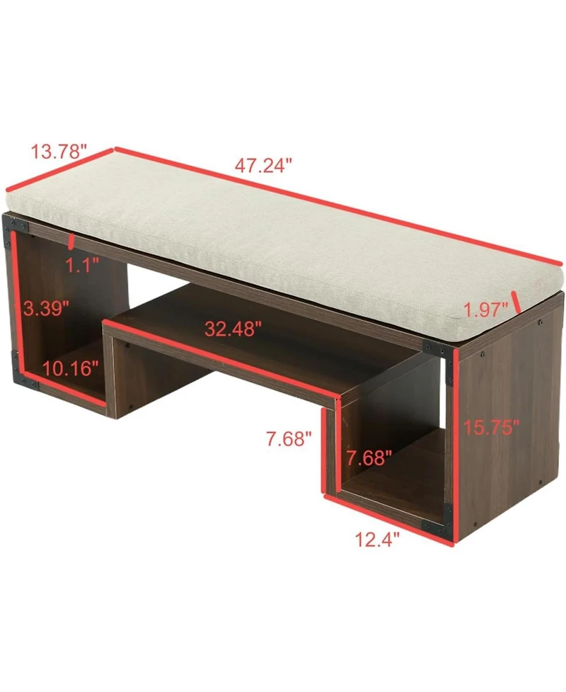 Tribesigns Shoe Storage Bench with Cushion 47 Entryway Bench with Storage Shelf and Removable Padded Sea