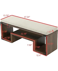 Tribesigns Shoe Storage Bench with Cushion 47 Entryway Bench with Storage Shelf and Removable Padded Sea