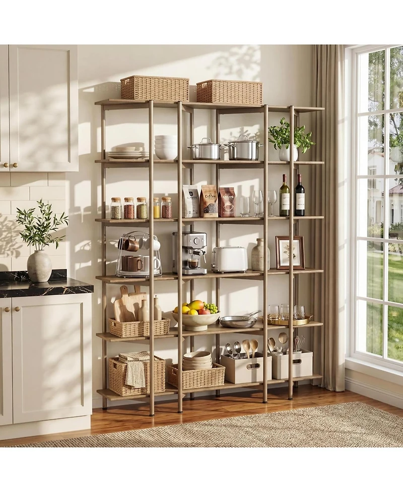 Tribesigns 70.87" Tall Open Bookshelf, 6-Tier Display Rack with Metal Frame and Wooden Shelves, Modern Bookshelf