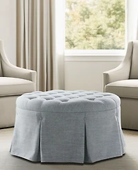 Martha Stewart Collection Terri 32" Skirted Tufted Round Ottoman