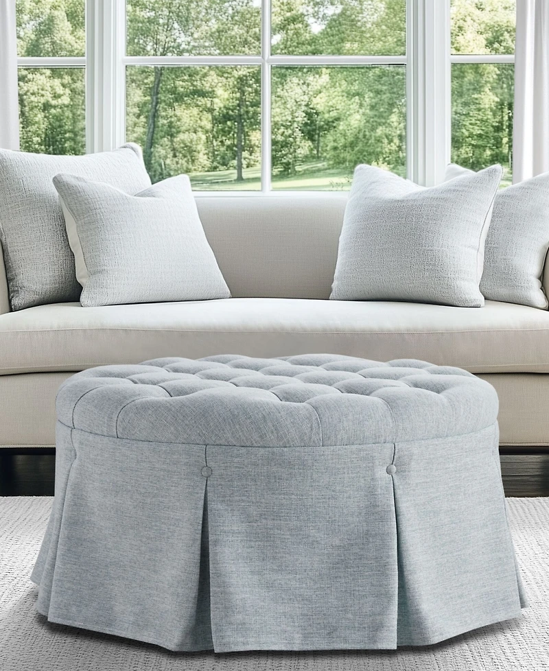 Martha Stewart Collection Terri 32" Skirted Tufted Round Ottoman