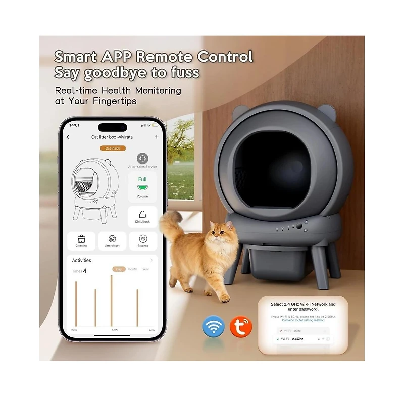 Cumrige Dual color self cleaning litter box with large capacity, App control