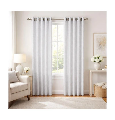 Kate Aurora 2 Piece Sadie Metallic Sparkle Grommet Top Room Darkening Curtain Panels