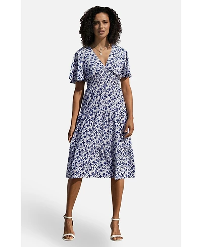 Yumi Women's Floral Angel Sleeve Midi Dress