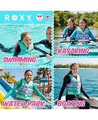 Roxy Uscg Approved Teen and Youth Life Vest Pfd, Light-Weight Epe Foam, Three Belts with Quick-Release Buckles for Fishing, Boating and Kayaking