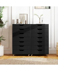 Slickblue Wooden 7-Drawer Chest with Lockable Wheels for Storage