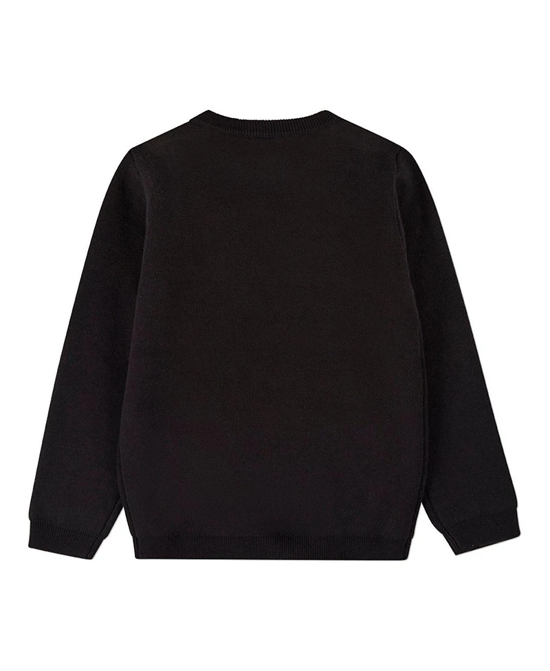 MeMoi Baby Boys Cotton Knit Pullover Crewneck Sweater with Embossed 3D Crest