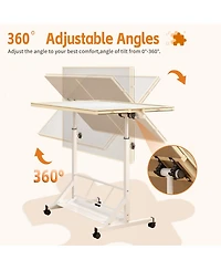 Rainsken Adjustable Puzzle Table for 1500 Pieces, 35" x 27.17" Jigsaw Station with 4 Drawers, Rolling Casters and 360degree(s) Tilting Top for Adults