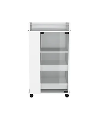 flynama Bar Cart with Casters, Glass Door and 2-Side Shelf for Home Entertainment
