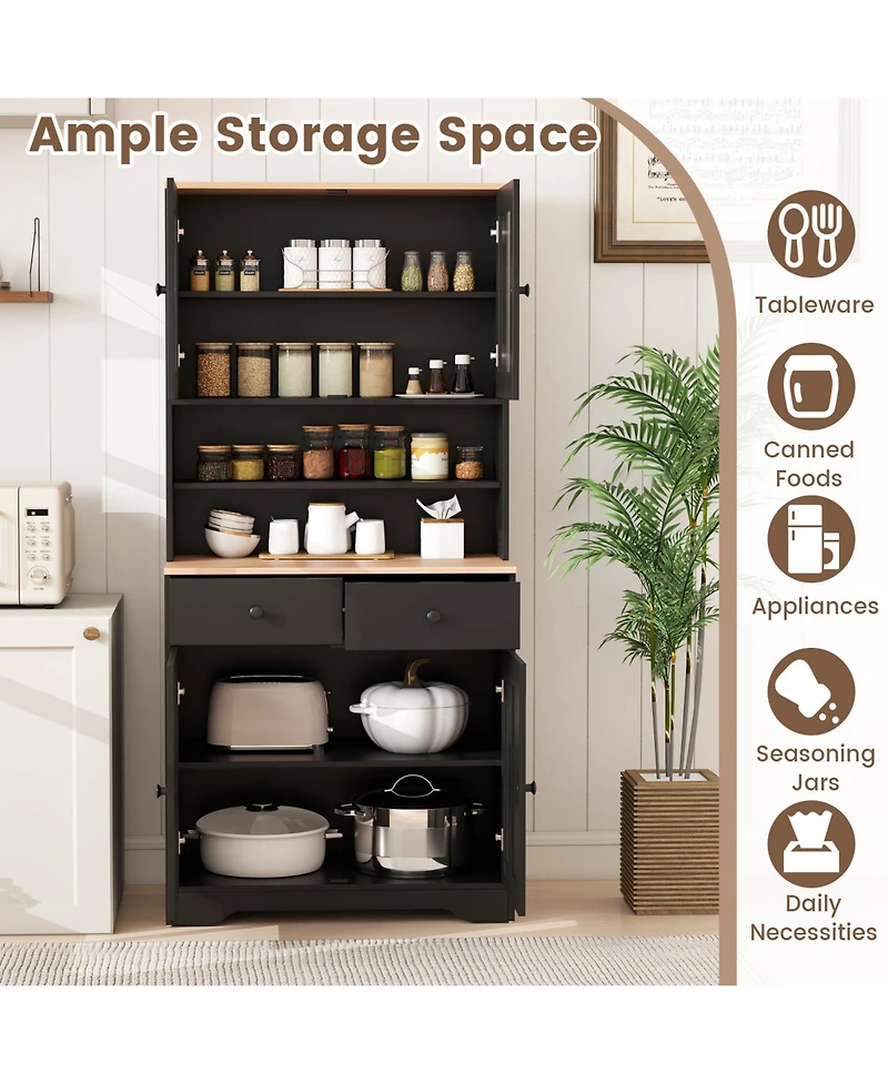 Sugift Pantry Cabinet with 2 Removable Shelves