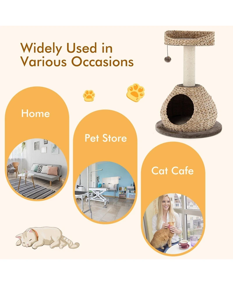 Cozito Cat Tree Handmade Woven Tower with Jump Platform