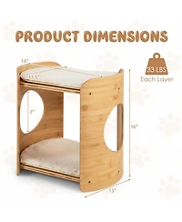 Cozito Cat Tree 2-Tier Small with Natural Bamboo Frame Dual Beds