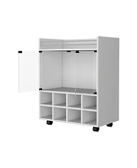 flynama 8-Bottle Rack Bar Cart with Double Glass Door Cabinet