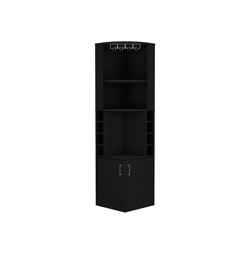 flynama Atanasio Corner Bar Cabinet for Living Room with 8 Wine Cubbies and Glass Rack