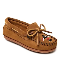Minnetonka Little Girls Kids' Thunderbird Animikii Suede Beaded Moccasins