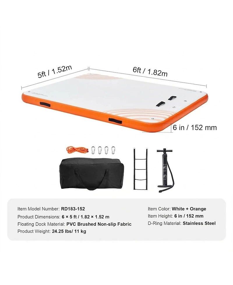 Gouun 6 x 5 ft Inflatable Floating Dock Platform with Carry Bag