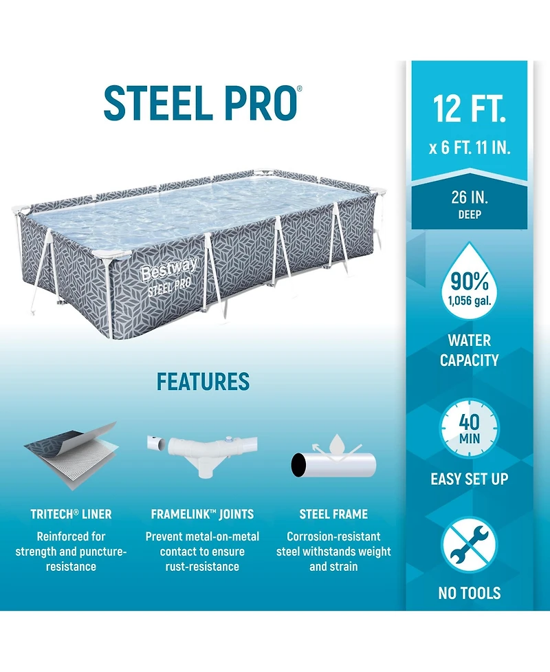 Bestway 12' x 6'7" x 26" Steel Pro Above Ground Swimming Pool Set