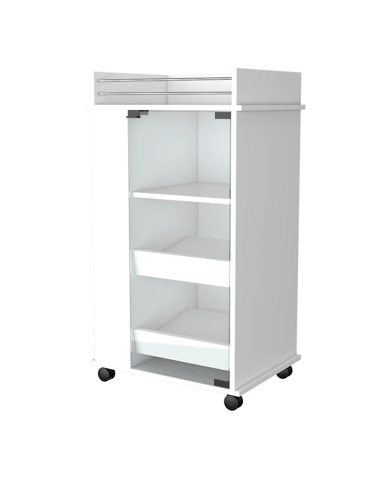 flynama Willow Park Glass Door Bar Cart with Bottle Holder and Casters