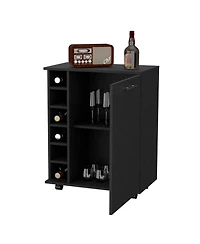 flynama Wenge 6-Bottle Rack Bar Cart with Concealed Storage
