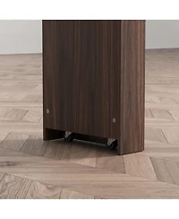 flynama Modern Bar Cabinet with Rotating Top and Ribbed Glass Doors