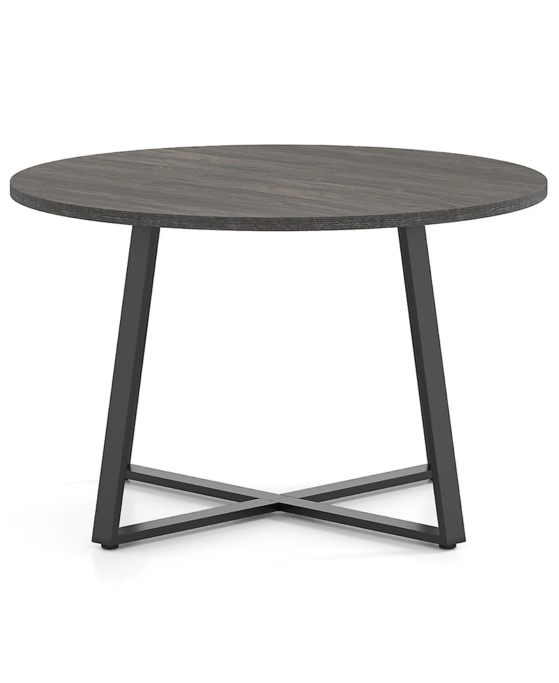 Sugift 47 Inch Round Dining Table with Stable X-shaped Base and Round Thickened Tabletop.