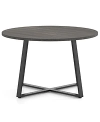 Sugift 47 Inch Round Dining Table with Stable X-shaped Base and Round Thickened Tabletop.