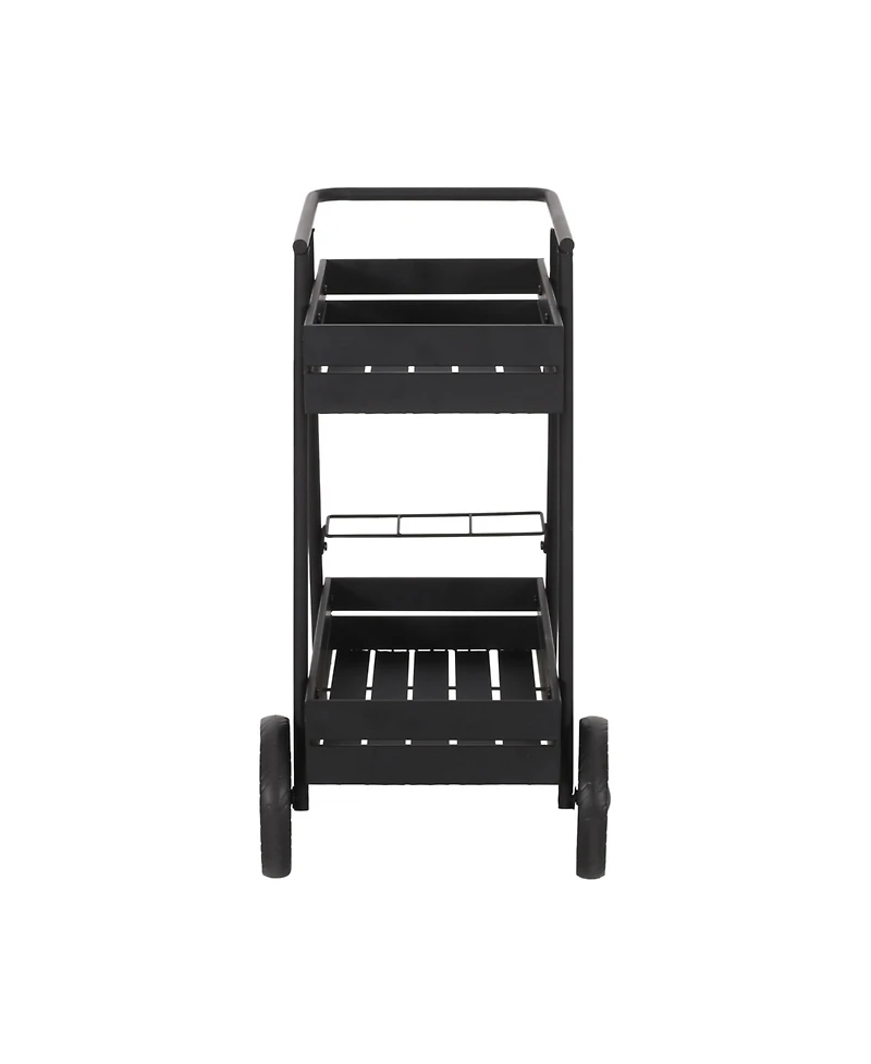 flynama Rex Modern Industrial Iron Frame Bar Cart with Wine Holders