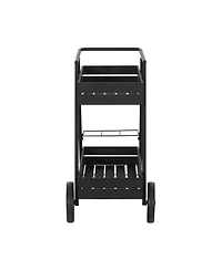 flynama Rex Modern Industrial Iron Frame Bar Cart with Wine Holders