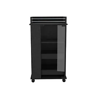 flynama Glass Door Bar Cart with 2 Side Shelves and Casters, Modern Rolling Home Bar Serving Cart