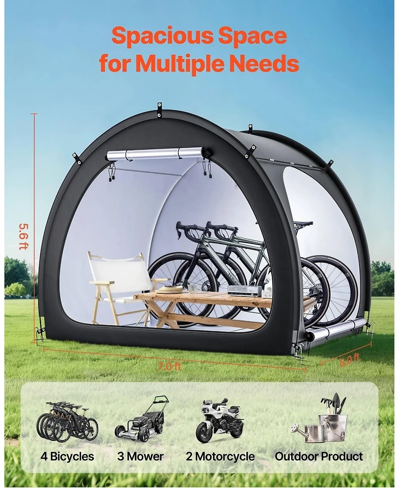 Gouun Outdoor Bike Storage Tent for 4 to 5 Bicycles with Dual Doors