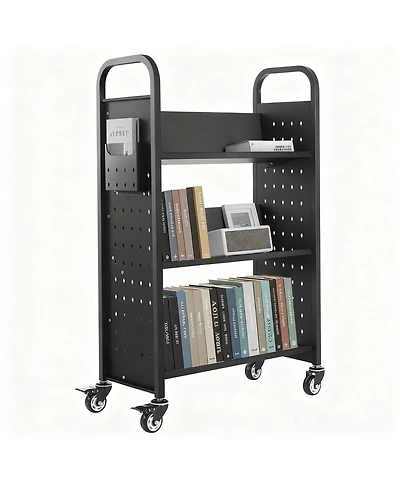 Yigii 3-Tier Rolling Book Cart, 330 lbs Capacity, Silent Casters, Easy Assembly