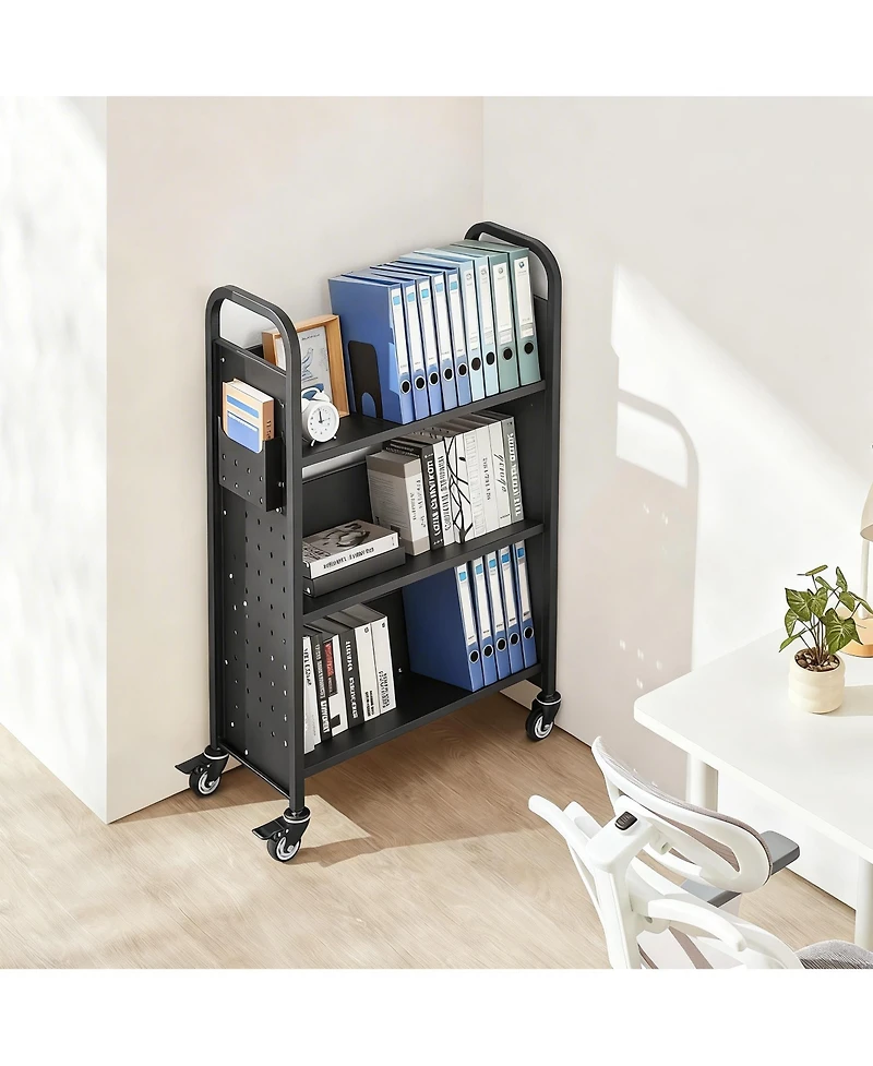 Yigii 3-Tier Rolling Book Cart, 330 lbs Capacity, Silent Casters, Easy Assembly