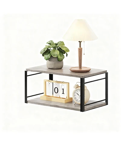 Yigii Floating Nightstand Wall Mounted Wood Shelf Bedroom Bathroom Kitchen Office Storage