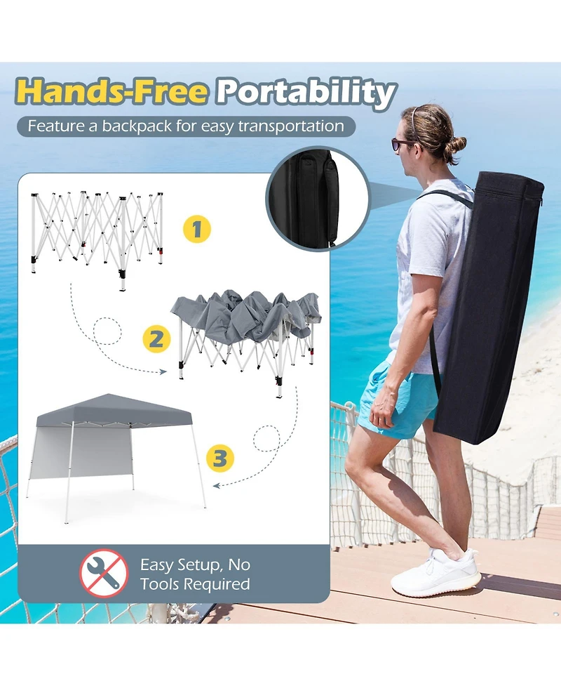 Slickblue Pop up Canopy Tent with 1 Sidewall and Portable Backpack