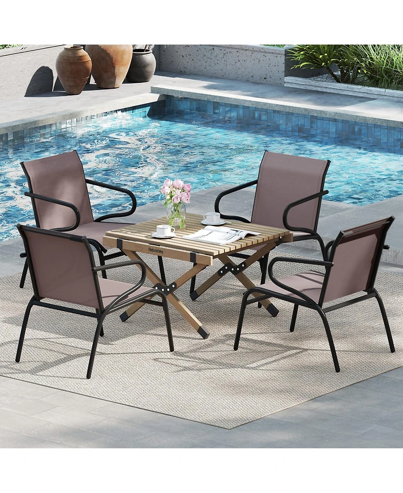 Slickblue Modern Patio Chairs Set of 2 with Breathable Fabric for Porch-Coffee