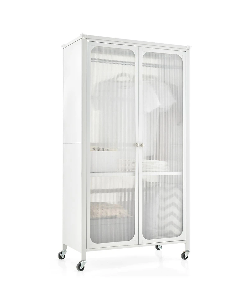 Gouun Closet with Dual Hanging Sections and Doors
