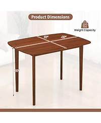 Gouun Rectangular Walnut Finish Kitchen Table for 2-4 with Triangular Bracing