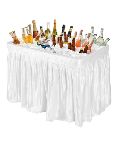 Gouun 4 Ft Folding Party Ice Cooler Table with Matching Skirt and Drain