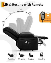 gaomon Oversized Power Lift Recliner Chair - Heat and Massage, Pu Leather Electric Lift Recliner for Elderly & Mobility Impaired, Adjust Back Legs