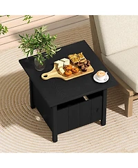Slickblue Outdoor Umbrella Table Base Stand with Side Table and Umbrella Hole