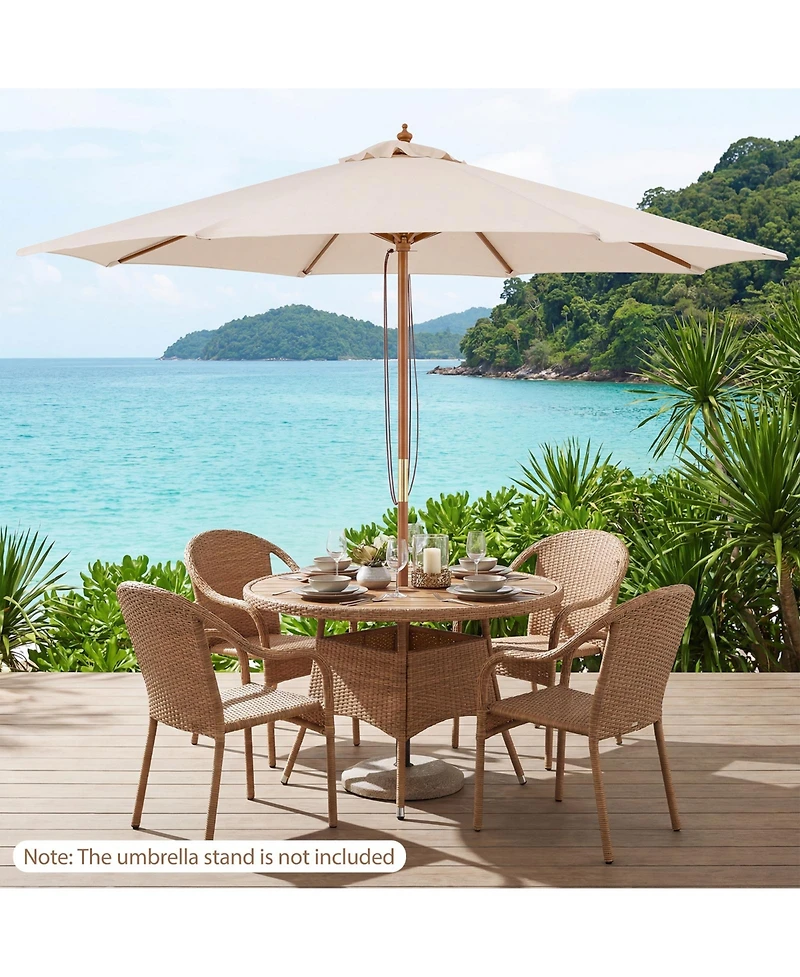 Slickblue Patio Umbrella Outdoor Table Market with 8 Sturdy Bamboo Ribs