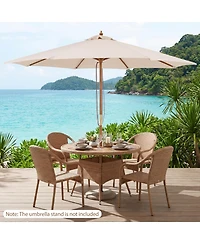 Slickblue Patio Umbrella Outdoor Table Market with 8 Sturdy Bamboo Ribs