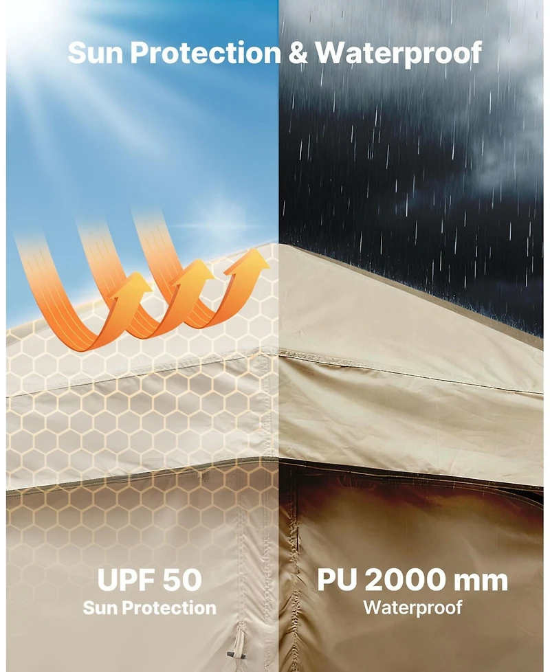 Gouun 2-Room Foldable Camping Shower and Privacy Tent with Upf 50