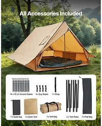 Mecale 2-Person Cabin Hot Tent with Stove Jack and Poles, Waterproof 4-Season Winter Tent with Fireproof Ground Mat
