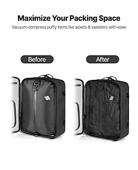Mecale 35L Vacuum Seal Compression Travel Backpack with Air Pump, Water-Resistant Carry-On Luggage, Personal Item Bag